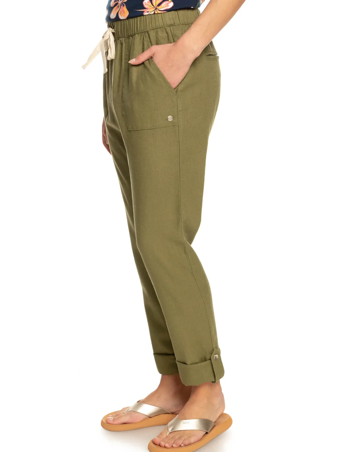Femme Roxy On The Seashore - Pantalon Cargo En Lin Pour Femme