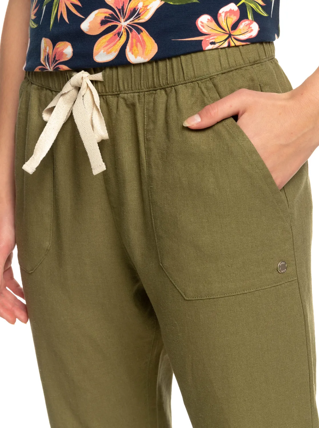 Femme Roxy On The Seashore - Pantalon Cargo En Lin Pour Femme