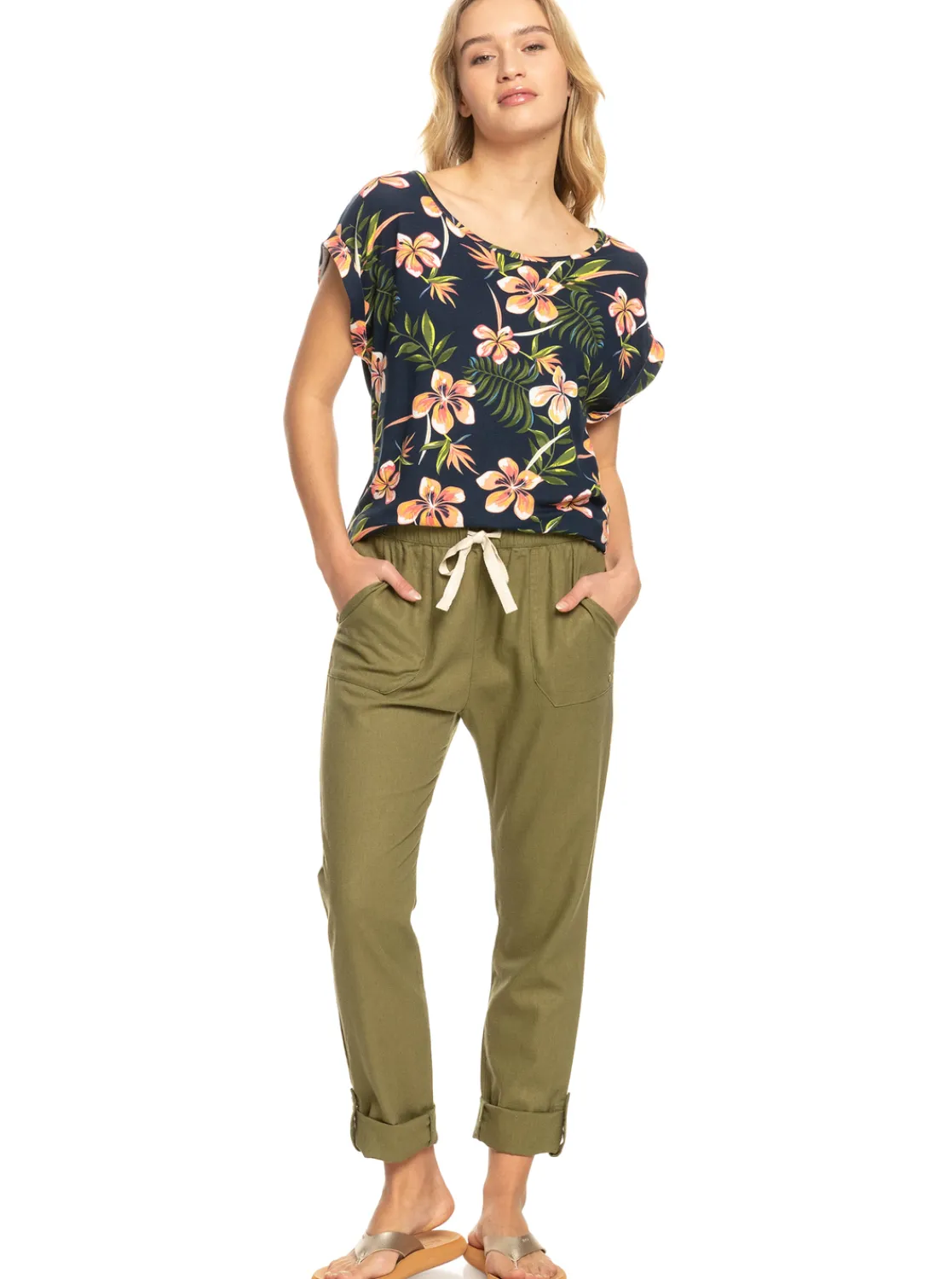 Femme Roxy On The Seashore - Pantalon Cargo En Lin Pour Femme