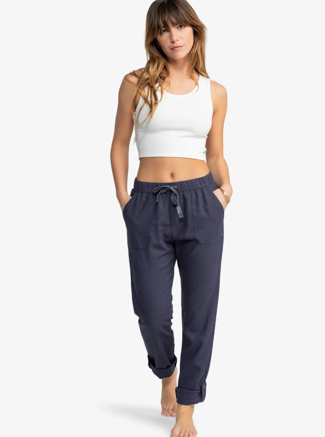 Femme Roxy On The Seashore - Pantalon Cargo En Lin Pour Femme
