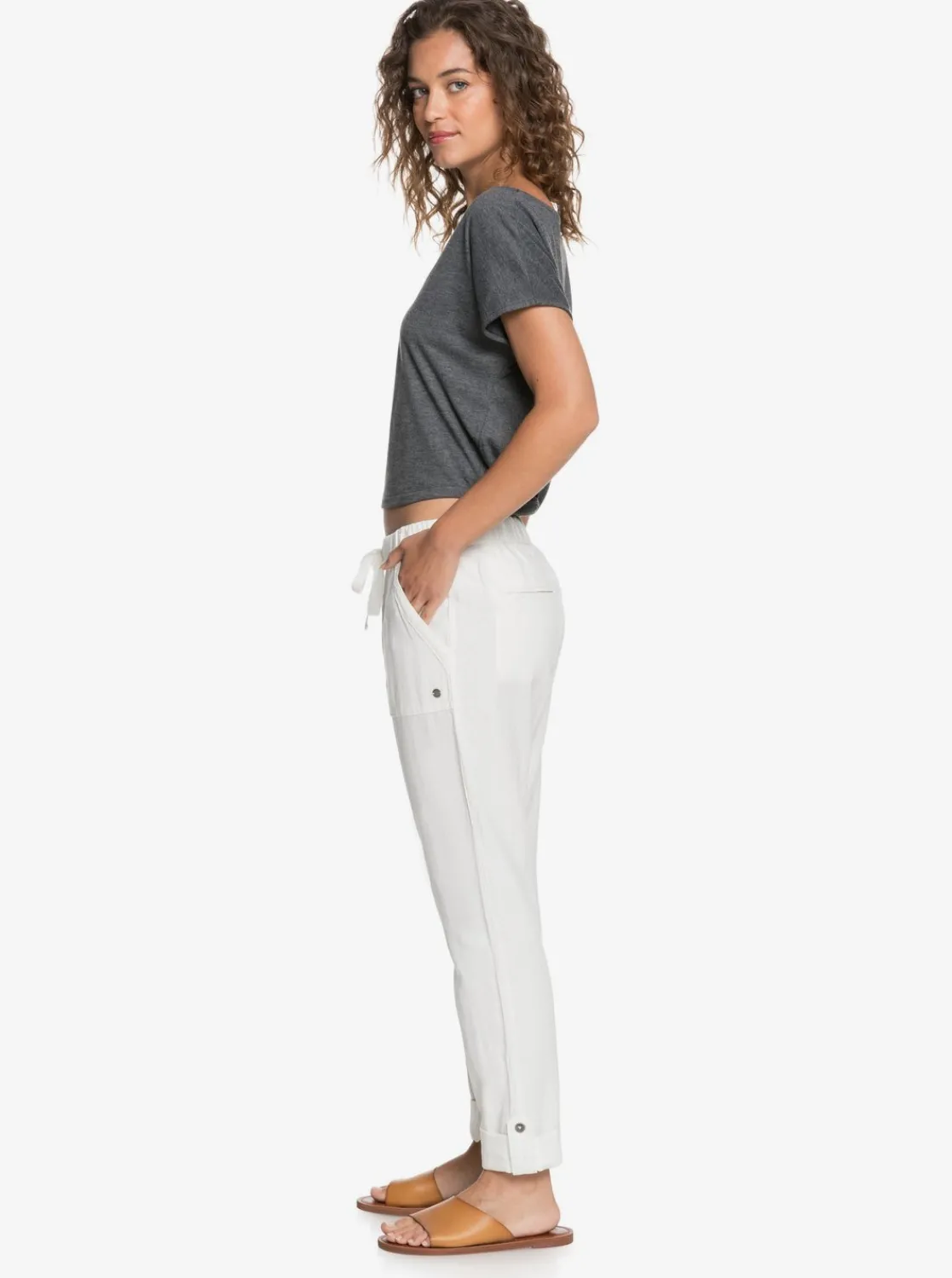 Femme Roxy On The Seashore - Pantalon Cargo En Lin Pour Femme