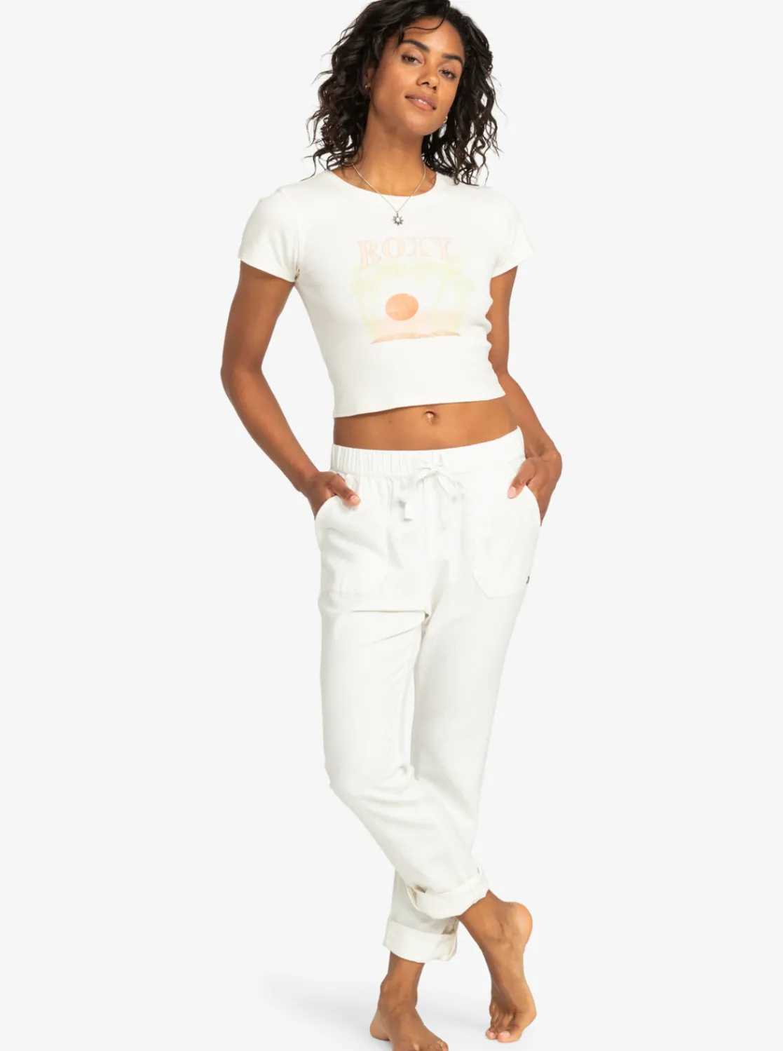 Femme Roxy On The Seashore - Pantalon Cargo En Lin Pour Femme