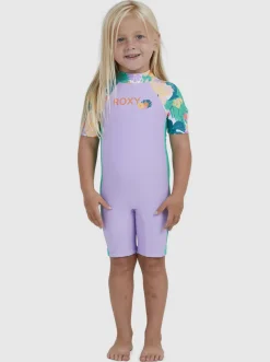 Femme Roxy Paradisiac Island - Lycra Zippe A Manches 3/4 Pour Fille 2-7 Ans